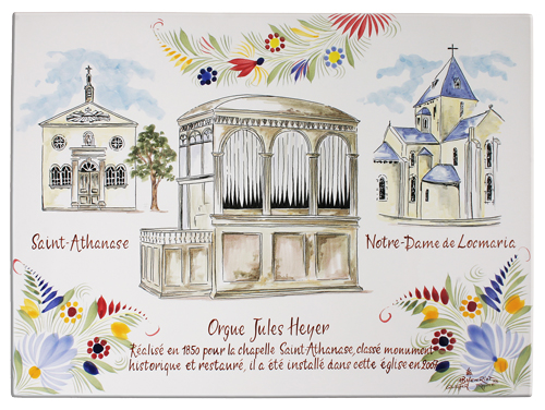 Plaque commémorative de la restauration de l'orgue de Locmaria